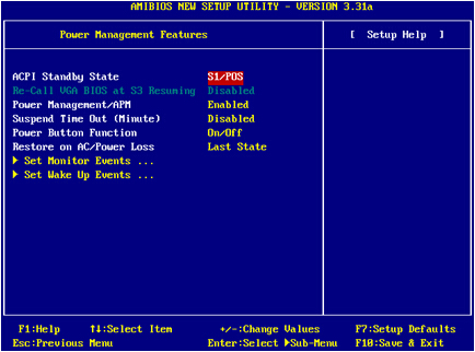 微星主板BIOS设置－电源管理设置