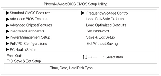 ECS精英954G主板BIOS设置-进入主菜单