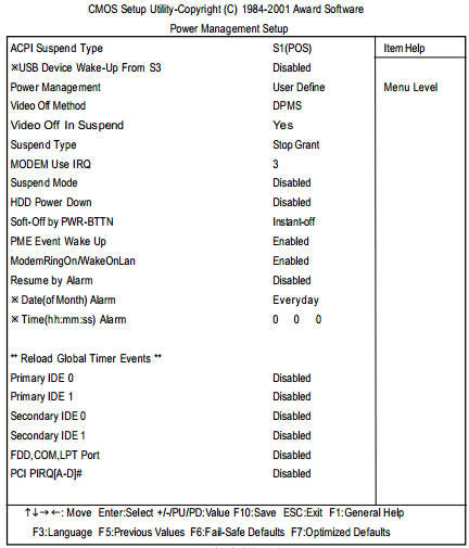 GA-8IDXH主板BIOS设置-省电设置